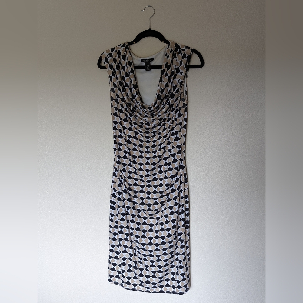 WHBM Geo Print Dress Neutral Colors Size 10